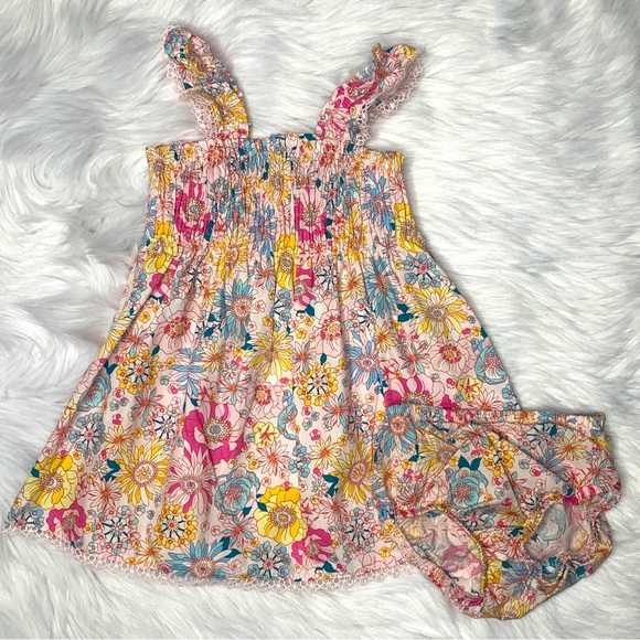 SOLD! Colorful Floral Dress with Bloomers - Picture 1 of 8